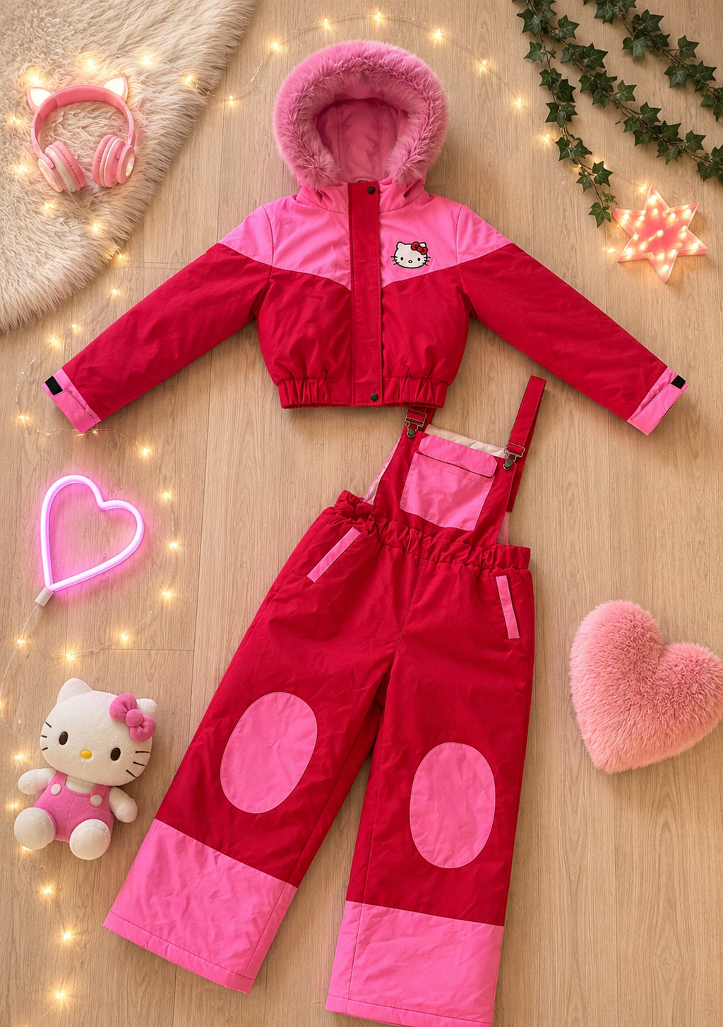 Hello Kitty Pink & Red Ski Suit Set